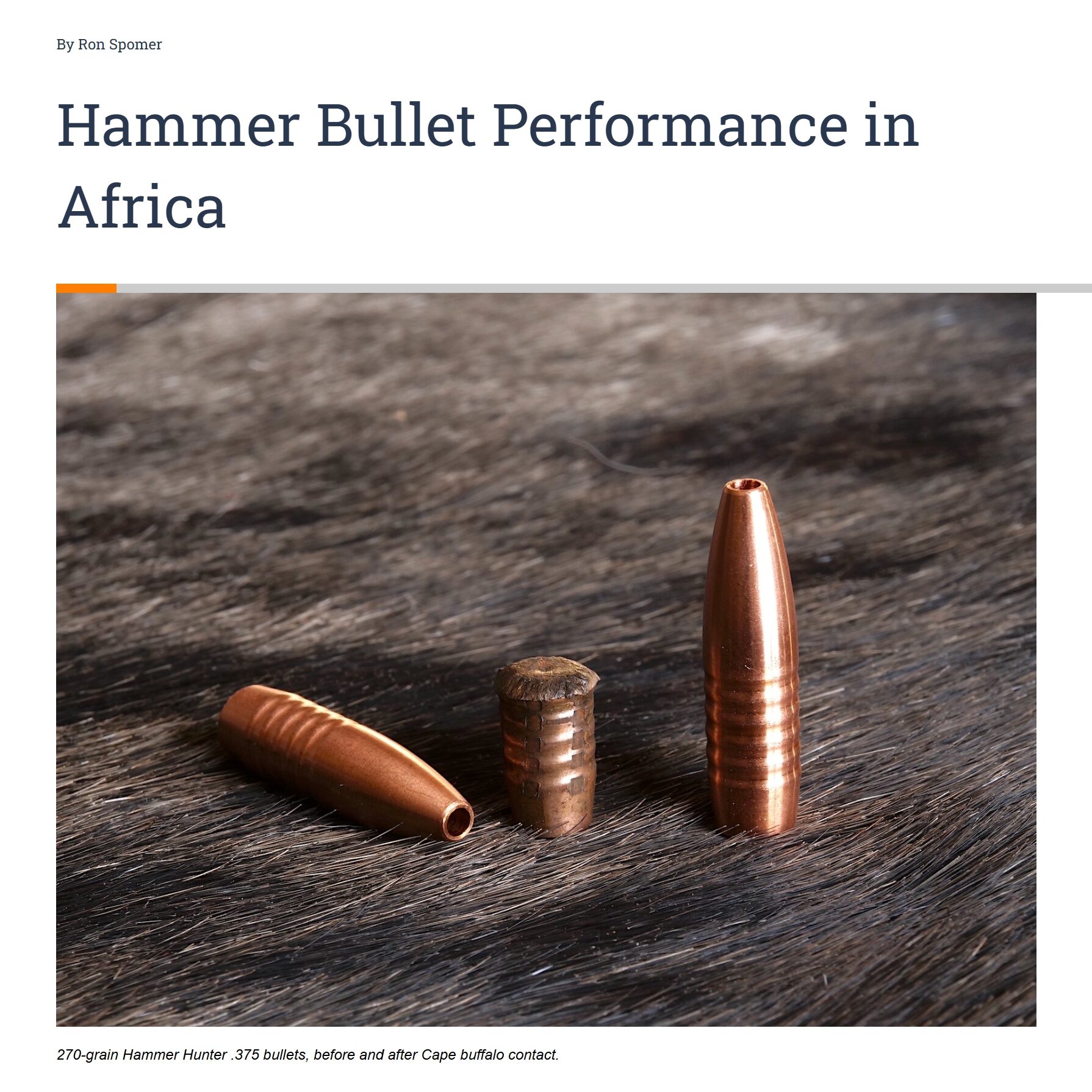 Ron Spomer – Hammer Bullet Performance in Africa Ron Spomer – Hammer Bullet Performance in Africa