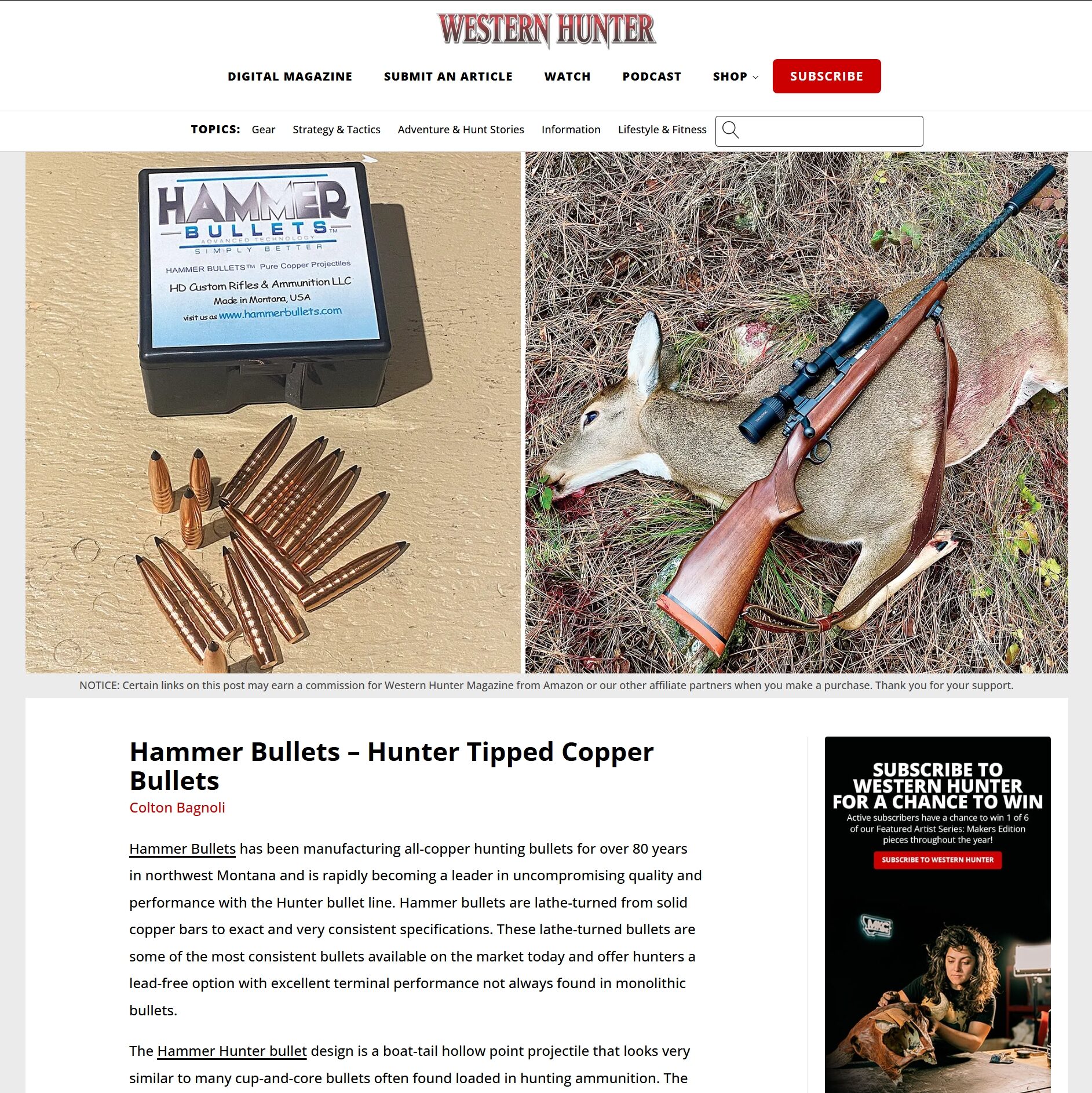 Western Hunter – Hammer Bullets – Hunter Tipped Copper Bullets Western Hunter – Hammer Bullets – Hunter Tipped Copper Bullets